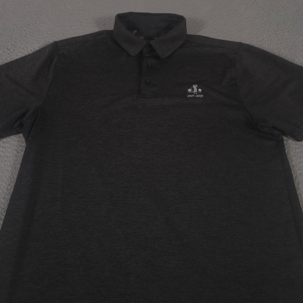 Under Armour Polo Shirt Men Large Grey Heatgear Loose Heathered Golf Performance